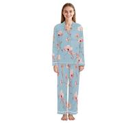 JUMBEAR Spring Flowers - Conjunto de pijama de manga larga con botones y pantalones de longitud completa, ropa de dormir suave para dormir, a, XXL