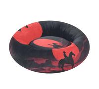 JUMBEAR Sunset American Western Cowboy - Cama calmante para perros y gatos, cama redonda de felpa para cachorros, gatitos, camas cálidas y suaves para mascotas con parte inferior antideslizante y