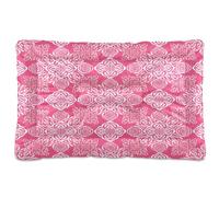 JUMBEAR Tapete de cama para mascotas con fondo rosa con flores blancas, parte inferior antideslizante, colchón para gatos y perros, camas suaves y cómodas para gatos y perros que duermen 24 x 18