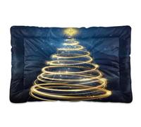 JUMBEAR Tapete dorado brillante para cama para mascotas con diseño de árbol de Navidad, parte inferior antideslizante, colchón para gatos y perros, cama suave y cómoda para gatos y perros, 36 x 24