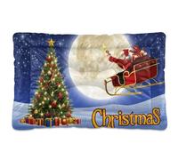 JUMBEAR Tapetes de cama para mascotas con diseño de Papá Noel y alce en Nochebuena, con parte inferior antideslizante, colchón para gatos y perros, cama suave y cómoda para gatos y perros, 36 x 24