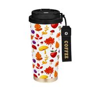 JUMBEAR Taza de viaje aislada al vacío con diseño de fresas de acuarela, tazas de viaje reutilizables para café, taza de café de acero inoxidable de doble pared a prueba de fugas con tapa para bebidas