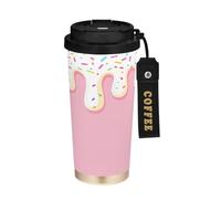 JUMBEAR Taza de viaje aislada al vacío para helado, tazas de viaje reutilizables para café, taza de café de acero inoxidable de doble pared a prueba de fugas con tapa para bebidas frías y calientes