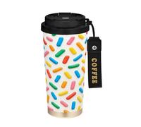 JUMBEAR Taza de viaje con aislamiento al vacío de helado de colores, tazas de viaje reutilizables para café, taza de café de acero inoxidable de doble pared a prueba de fugas con tapa para bebidas