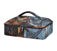 JUMBEAR Terrifying Skull Playing Guitar - Cacerola aislada, bolsa de transporte para cacerola, portadores de cacerola para alimentos fríos o calientes, aptos para cenas, fiestas, campamentos