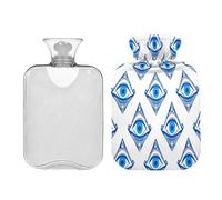 JUMBEAR The Eye of Blue Art - Bolsas de agua caliente con funda suave, bolsa de agua caliente para aliviar el dolor, 2 L, para manos y pies, bolsas de agua caliente para dormir cómodamente