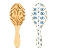 JUMBEAR The Eye Of Blue Art - Cepillo de pelo para masajear el cuero cabelludo, de madera de bambú, para todos los peinados, reduce los enredos y la rotura del cabello, promueve el crecimiento del