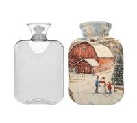 JUMBEAR The Snow Farm in The Red Barn - Bolsas de agua caliente con cubierta suave, bolsa de agua caliente para aliviar el dolor, 2 L, para manos y pies, bolsas de agua caliente para dormir