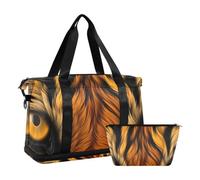 JUMBEAR Tiger Brown Eyes - Bolsa de deporte para gimnasio con bolsillo húmedo, bolsa de viaje para hombres y mujeres, gran capacidad con correa para el hombro, para gimnasio, viajes, natación, a,