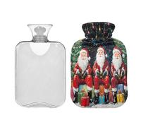 JUMBEAR Tres bonitas botellas de agua caliente de Papá Noel con cubierta suave, bolsa de agua caliente para aliviar el dolor, 2 L, para manos y pies, bolsas de agua caliente para dormir cómodamente