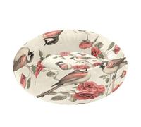 JUMBEAR Two Birds on The Red Rose Branch - Cama de dona calmante para perros y gatos, cama redonda de felpa para cachorros, gatitos, camas cálidas y suaves para mascotas con parte inferior