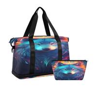 JUMBEAR Una bolsa deportiva de lona de lobo de ensueño y colorido con bolsillo húmedo, bolsa de viaje para hombres y mujeres, gran capacidad con correa para el hombro para gimnasio, viajes, natación,