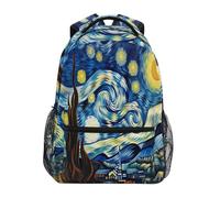 JUMBEAR Van Gogh The Starry Night Art - Mochila para niños, portátil, viajes, escuela secundaria, estudiantes, lona, ligera, impermeable, para el hombro, para mujeres y hombres, a, 16 x11.4x5.4in