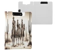 JUMBEAR Western Cowboy Crossing The Desert Portapapeles A4 con clips dobles, tablero plegable con tapa, organizador personal ligero adecuado para hospitales, oficinas, escuelas, negocios y aulas