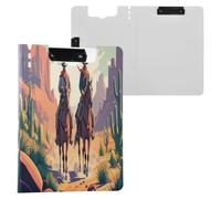 JUMBEAR Western Cowboy Crossing The Desert Portapapeles A4 con clips dobles, tablero plegable con tapa, organizador personal ligero adecuado para hospitales, oficinas, escuelas, negocios y aulas