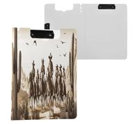 JUMBEAR Western Cowboy Crossing The Desert Portapapeles A4 con clips dobles, tablero plegable con tapa, organizador personal ligero adecuado para hospitales, oficinas, escuelas, negocios y aulas