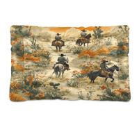 JUMBEAR Western North American Cowboy - Cama para mascotas, colchón antideslizante para perros, gatos y perros, camas suaves y cómodas para gatos y perros que duermen 24 x 18 pulgadas