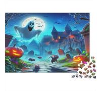 Jumbie Pumpkins 1000Pc Challenging Puzzle Ghosts at Haunted House for Adults Teens Seniors Brainteasing Game 70x50cm 1000pcs