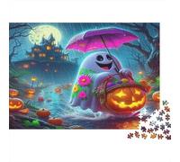 Jumbie Pumpkins Adult Jigsaw Puzzles Ghost with Pumpkin and Umbrella for The Whole Family Women, Gifts for Men 70x50cm 1000pcs
