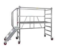 Jumbo® Aluminio plegable de andamio - Andamio de ruedas de transporte de trabajo Etapa plegable plegable Plataforma de altura 0,5 - 1,0 m con escaleras