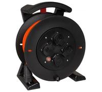 JUMBO Carrete de cable 2.0 en negro, 4 enchufes de protección de contacto, H07BQ-F 3G1,5 mm², 40 m