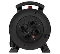 JUMBO Carrete de cable 2.0 en negro, 4 enchufes de protección de contacto, H07RN-F 3G1,5 mm², 40 m