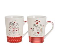 Jumbo Juego de 2 tazas de café - Gatos con diseño de "Sweet Love & You are my Sweetie" 500 ml tazas grandes de porcelana para parejas, San Valentín, amantes de los gatos, idea de regalo amor y romance