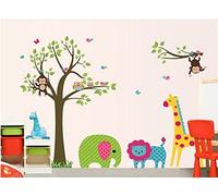 Jumbo Jungle Zoo Safari Animal Pegatinas de pared Calcomanías Decoración Guardería Sala de niños Habitación de niños Calcomanía de arte Sala de las niñas