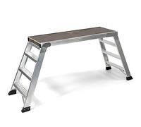 Jumbo® Plataforma de trabajo de aluminio y madera, 130 x 45 cm, altura de 0,87 m, plegable, escalera/patada de montaje, plataforma de trabajo