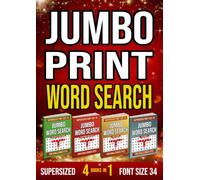 Jumbo Print Word Search - 4 Books in 1 - Font Size 34 For Adults And Seniors: 100 Puzzles With Solutions For Challenged Eyes