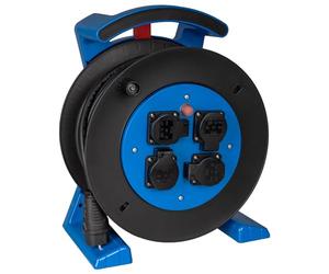 JUMBO Tambor de cable 2.0 | 40 m cable de goma H07RN-F 3G1,5 mm² | 4 x enchufes de contacto | interruptor de protección térmica | diseño ergonómico | obras e industria | fabricado en Alemania