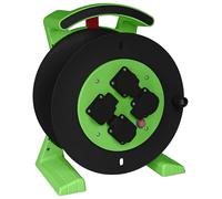 Jumbo - Tambor de cable 2.0, color negro y verde, 4 enchufes con protección de contacto