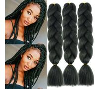 Jumbo Trenzas Extensiones De Cabello para DIY Colorido Sintético Kanekalon Caja De Ganchillo Trenzado De Pelo 100g/Pieza 3Piezas 61cm 24Pulgadas A23 Verde Salvia