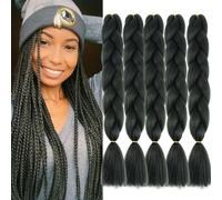 Jumbo Trenzas SintéTicas Kanekalon Extensiones De Cabello Para DIY Twist Crochet Trenzado Colorido Cabello 100g/Pieza 5Piezas 61cm 24Pulgadas A23 Verde Salvia