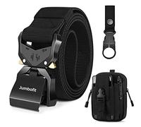Jumbofit Cinturón táctico para hombres y mujeres, cinturón de trabajo militar de nailon con hebilla de liberación rápida, regalo con bolsa Molle y clip, A-Negro, talla única