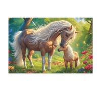 Jument et Son Poulain Puzzle 1000 Piezas Impossible Creativo Único Bêtes enchantées lumineuses Rompecabezas 3D Obra De Arte para Toda La Familia Juguete Educativo Decoración 1000 PCS