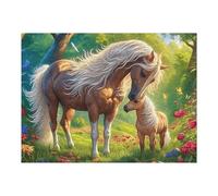 Jument et Son Poulain Puzzle 500 Piezas Educativo 3D Familiar Bêtes enchantées lumineuses Rompecabezas para Familia Desafío Intelectual DIY Creativo Decoración Hogar 500 PCS