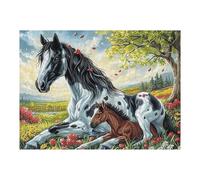 Jument et Son Poulain Puzzle 500 Piezas Educativo Familiar Bêtes enchantées lumineuses Rompecabezas 3D para Toda La Familia Aliviar Estrés Decoración Hogar Portátil 500 PCS
