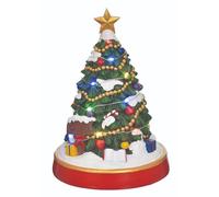 JUMI - Caja de música navideña Luminosa LED en Forma de Abeto, Escena de Pueblo Animada y giratoria, decoración navideña Tradicional, Altura 23 cm, Idea de Regalo