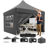 JUMMICO Carpa Plegable 3x3 Playa|Carpa Exteriores Plegables|Tenda Campismo | Altura ajustable, Forma cónica antiviento. Lona 210D UV50+. Estructura reforzada. Ventilación por chimenea