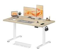 JUMMICO Escritorio eléctrico de Altura Ajustable 140 x 70 cm, Escritorio eléctrico con Bandeja de gestión de Cables, Escritorio de pie y Mesa abatible de 18 mm, Beige