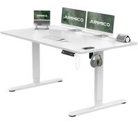 JUMMICO Escritorio eléctrico Regulable en Altura con Puerto de Carga USB, Escritorio de Altura Regulable, Mesa ergonómica de pie, 140 x 60 cm, Color Blanco