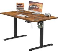 JUMMICO Escritorio eléctrico Regulable en Altura con Puerto de Carga USB, Escritorio de Altura Regulable, Asiento ergonómico de pie, 100 x 60 cm, Color marrón