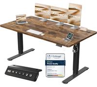 JUMMICO Escritorio Elevable Eléctrico con Cargador USB, Escritorio Regulable en Altura Ergonomica Escritorio de pie Ajustable Smart Panel con Funciones de Memoria, Standing Desk 160 x 70 cm, Marron