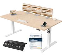JUMMICO Escritorio Elevable Eléctrico con Cargador USB, Escritorio Regulable en Altura Ergonomica Escritorio de pie Ajustable Smart Panel con Funciones de Memoria, Standing Desk 180 x 80 cm, Beige