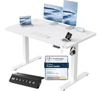 JUMMICO Escritorio Elevable Eléctrico con Cargador USB, Escritorio Regulable en Altura Ergonomica Escritorio de pie Ajustable Smart Panel con Funciones de Memoria, Standing Desk 120 x 60 cm, Blanco