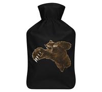 Jump Bear Botella de agua de goma con cubierta de felpa suave, bolsa de agua caliente para invierno, manos y pies, protección contra el frío, 1000 ml