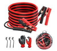 Jump Leads - Cables de arranque de batería de coche y furgoneta, resistentes de 2000 amperios, 4 metros de largo, para arrancar a gasolina y diésel con guantes, cepillos y bolsa