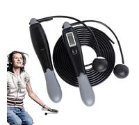 Jump Rope Counter, Digital Counting Skipping Ropes, 18,9/14/6,7 pulgadas, Work Out Lightweight Design, Adjustable Length Fitness Cord for Home Gym and Outdoor Park Use, Black