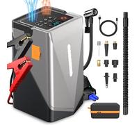 Jump Starter Arrancador de Coches, 3000A Arrancador de baterias de Coche con 150 PSI Compresor de Aire (10.0 L de Gasolina/8.0L Diesel), Arrancador Coche Portatil con Linterna LED, Pinzas Inteligentes